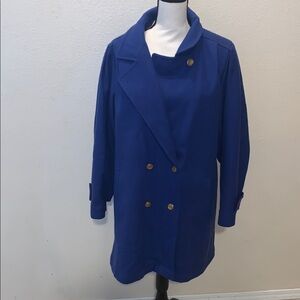 Vintage Jofeld Wool Blend Double Breasted Maxi Coat V-Neck Blue Women XL USA